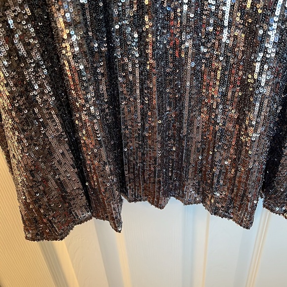 NWOT Silver Sequin Long Skirt - Picture 3 of 9